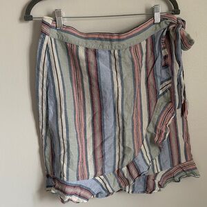 LOFT Striped Wrap Skirt - Multicolor